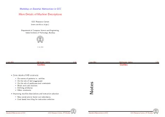 Notes  On the role of predicates and constraints  Mode and code iterators  Defining