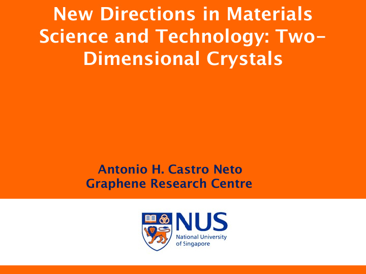 new directions in materials science and technology two