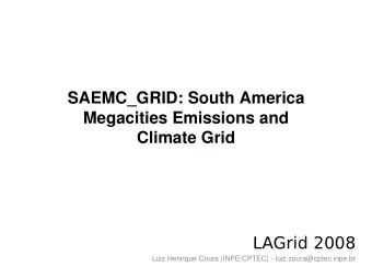 SAEMC_GRID: South America  Megacities Emissions and  Climate Grid  LAGrid 2008  Luiz Henrique Coura