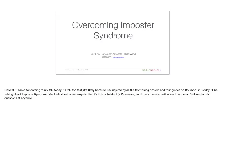 overcoming imposter syndrome