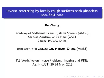 Inverse scattering by locally rough surfaces with phaseless  near-field data  Bo Zhang  Academy of