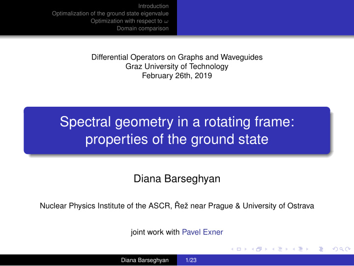 spectral geometry in a rotating frame properties of the