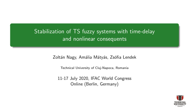 stabilization of ts fuzzy systems with time delay and