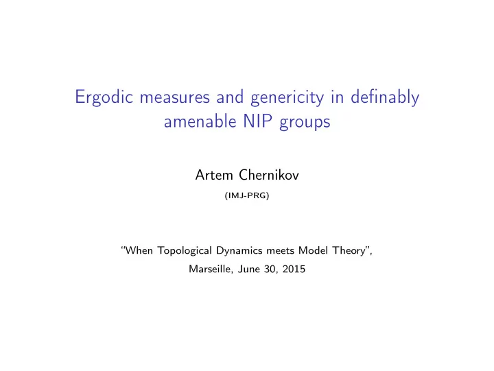 ergodic measures and genericity in definably amenable nip