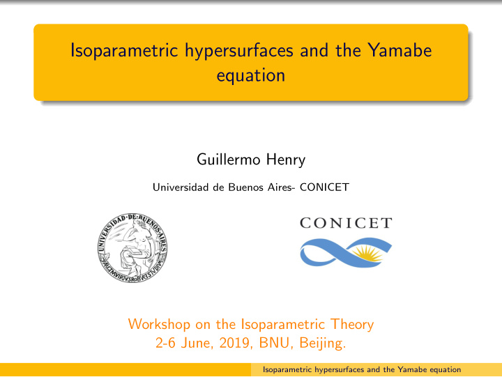 isoparametric hypersurfaces and the yamabe equation