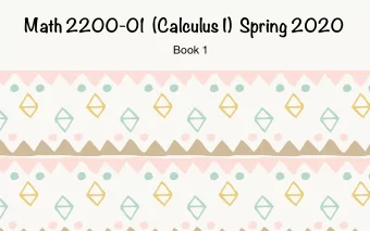 Math 2200-01  (Calculus I)  Spring 2020  Book 1 - fail for example ( one input variable onion 27