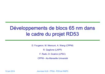 Dveloppements de blocs 65 nm dans  le cadre du projet RD53  D. Fougeron, M. Menouni, A. Wang