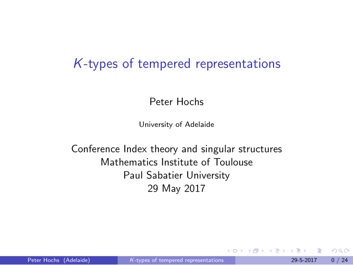 k types of tempered representations