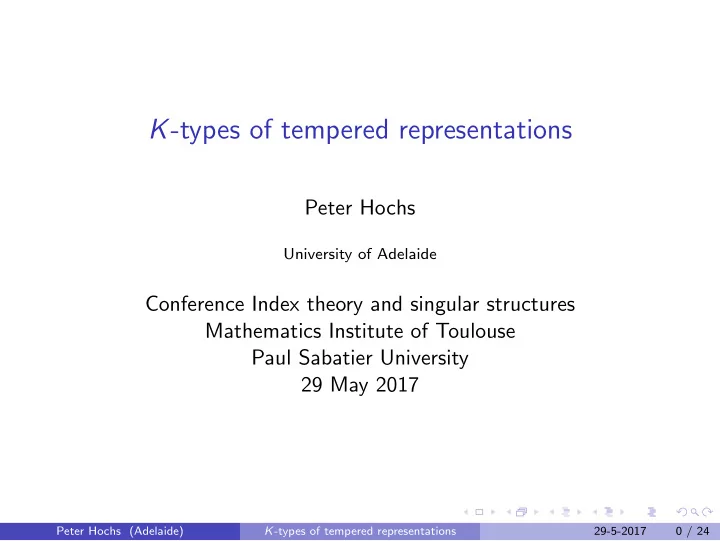 k types of tempered representations