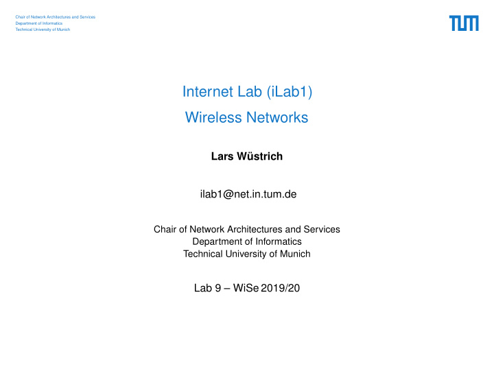 internet lab ilab1 wireless networks