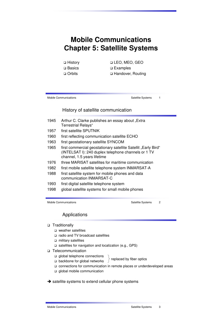 mobile communications chapter 5 satellite systems