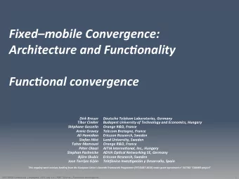Fixedmobile  Convergence:      Architecture  and  FuncTonality