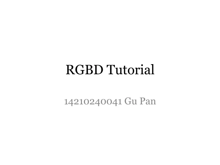 rgbd tutorial