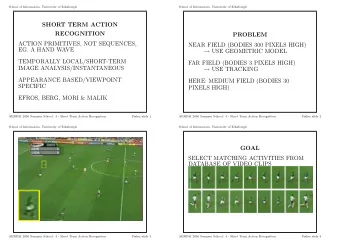 SHORT TERM ACTION  RECOGNITION  PROBLEM  ACTION PRIMITIVES, NOT SEQUENCES,  NEAR FIELD (BODIES 300