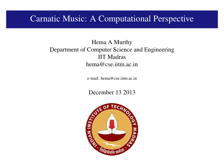 carnatic music a computational perspective