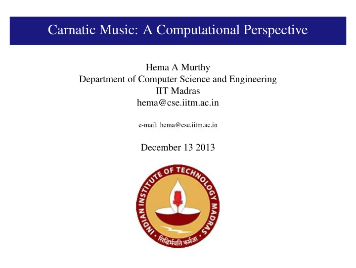 carnatic music a computational perspective