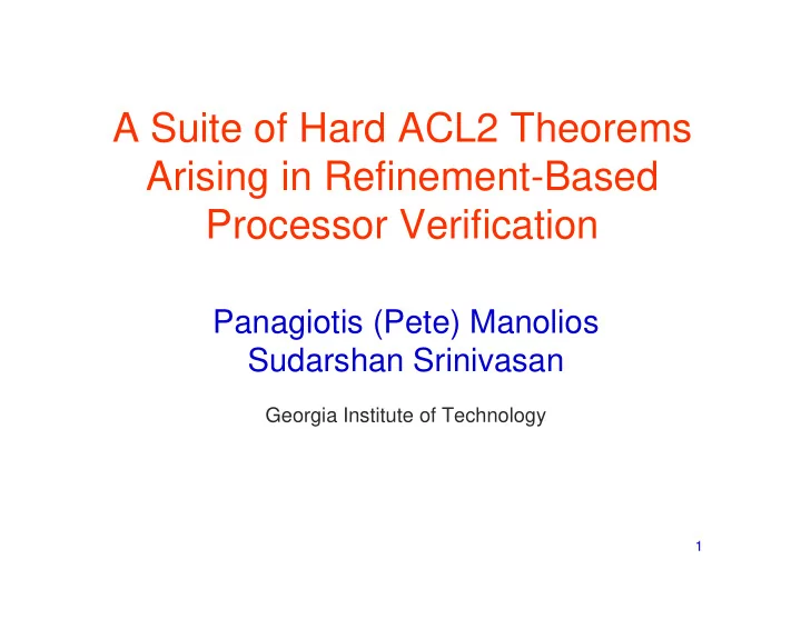 a suite of hard acl2 theorems arising in refinement based