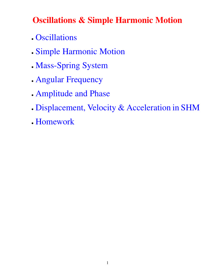 oscillations simple harmonic motion oscillations simple
