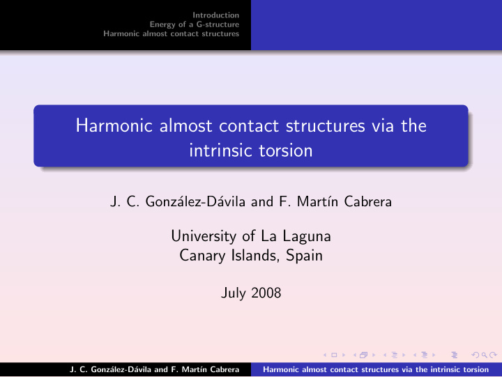 harmonic almost contact structures via the intrinsic