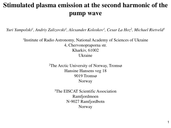 stimulated plasma emission at the second harmonic of the