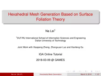 Hexahedral Mesh Generation Based on Surface  Foliation Theory Na Lei 1 1 DUT-RU International