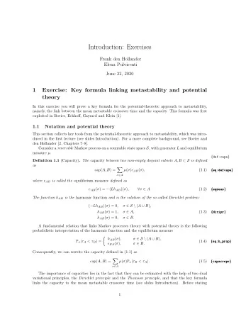 Introduction: Exercises  Frank den Hollander  Elena Pulvirenti  June 22, 2020  1  Exercise: Key