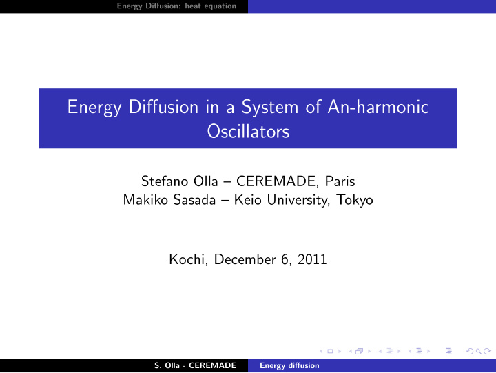 energy diffusion in a system of an harmonic oscillators