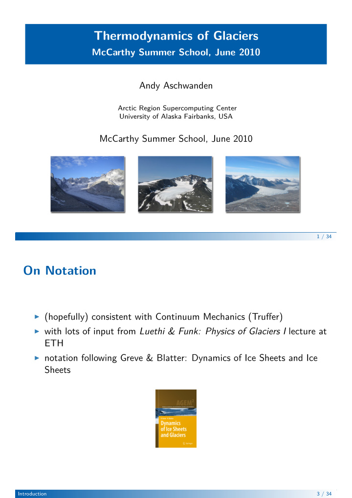 thermodynamics of glaciers