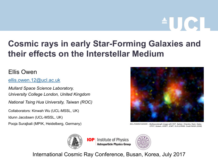 cosmic rays in early star forming galaxies and their