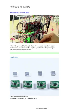 #electro heatsinks  JellyBox HowTo: 24_Heat Sinks  In this video,  we add heatsinks to the motor