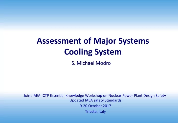 assessment of major systems cooling system