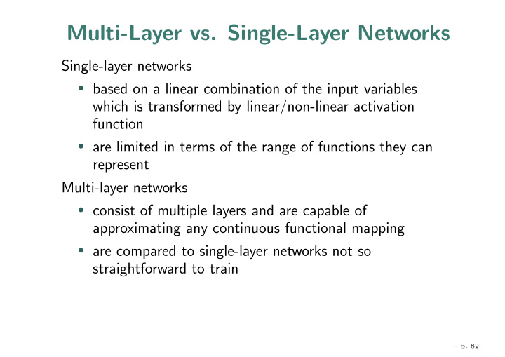 multi layer vs single layer networks
