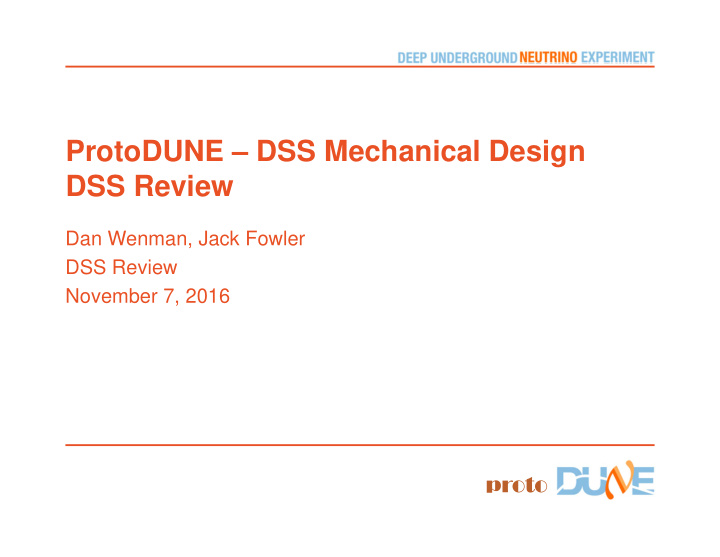 protodune dss mechanical design dss review