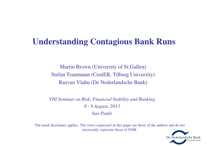 understanding contagious bank runs