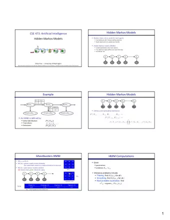 1  Real HMM Examples  Real HMM Examples  Speech recognition HMMs:  Machine translation HMMs: