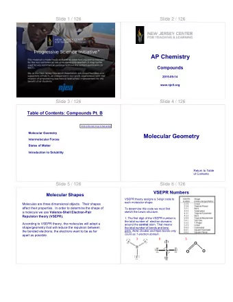 AP Chemistry  Compounds  2015-09-14  www.njctl.org  Slide 3 / 126  Slide 4 / 126  Table of