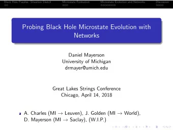 Probing Black Hole Microstate Evolution with  Networks  Daniel Mayerson  University of Michigan