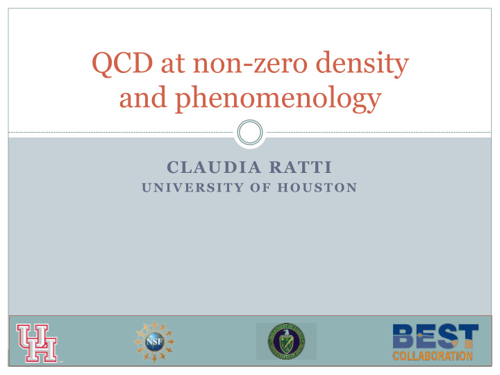 qcd at non zero density and phenomenology