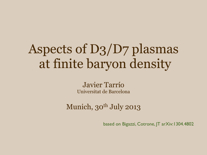 aspects of d3 d7 plasmas at finite baryon density