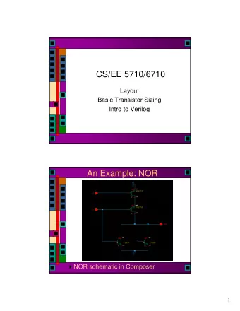 CS/EE 5710/6710  Layout  Basic Transistor Sizing  Intro to Verilog  An Example: NOR  NOR