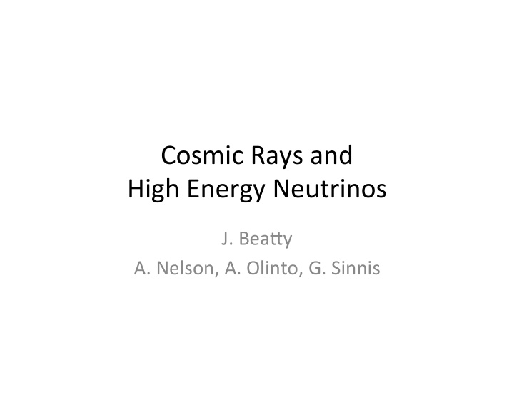 cosmic rays and high energy neutrinos