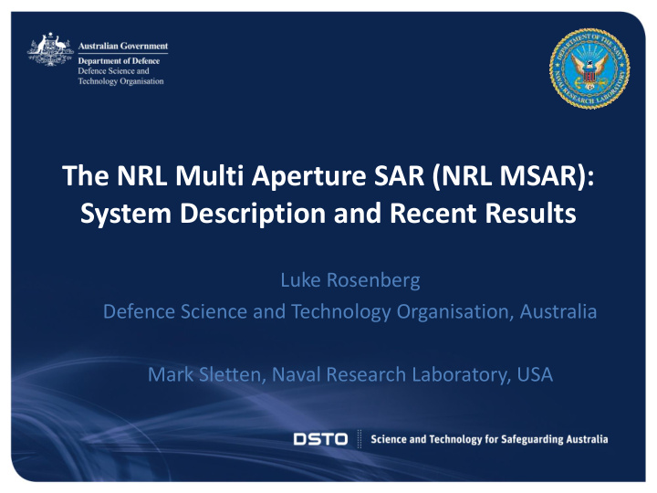 the nrl multi aperture sar nrl msar