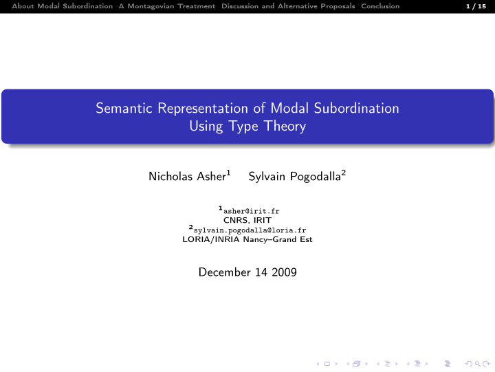 semantic representation of modal subordination using type