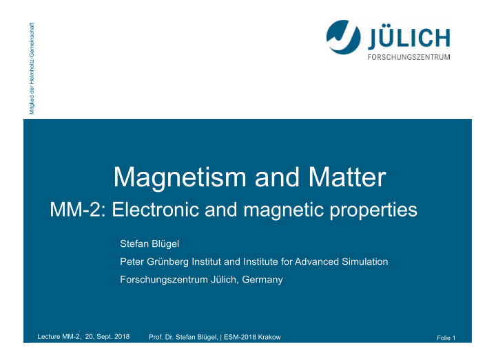 magnetism and matter