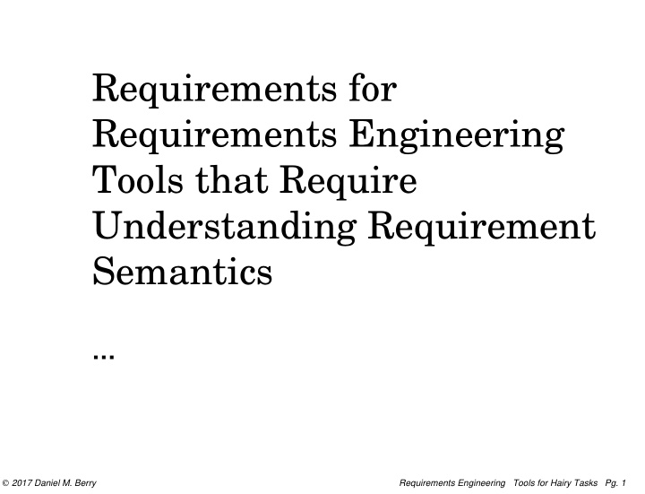 requirements for requirements engineering tools that