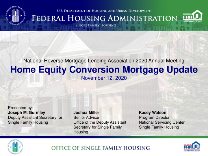 home equity conversion mortgage update