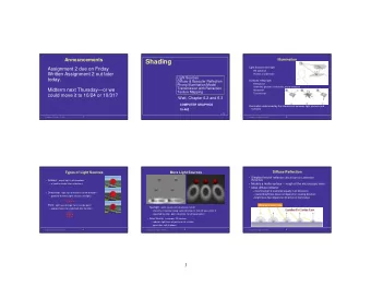 Shading  Light Sources emit light  Assignment 2 due on Friday  EM spectrum  Written Assignment 2