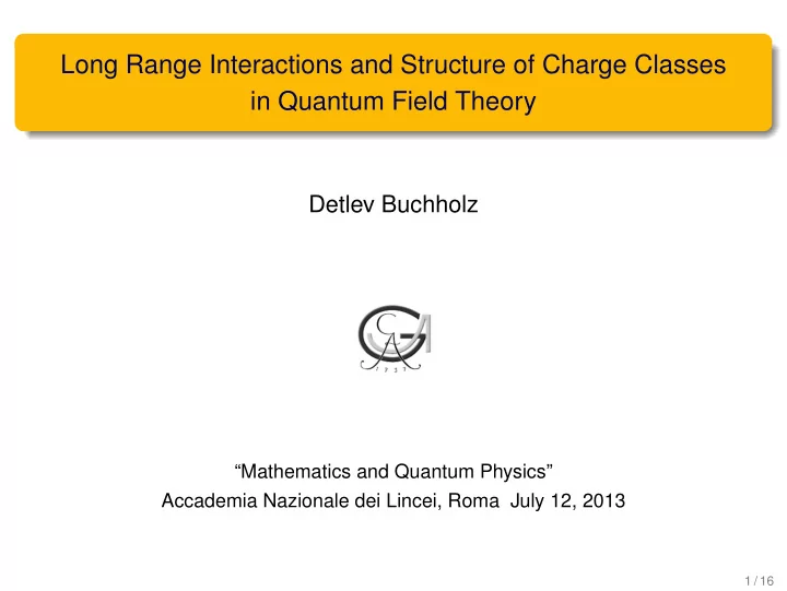 long range interactions and structure of charge classes