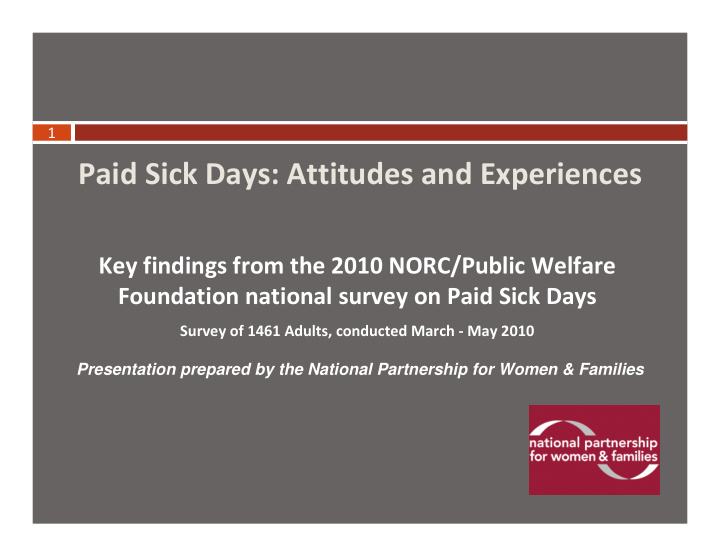 paid sick days attitudes and experiences