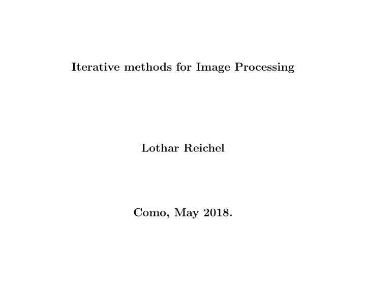 iterative methods for image processing lothar reichel